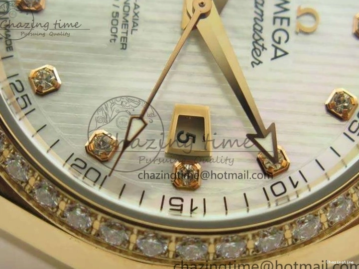 0515 Versatile Aqua Terra Ladies 35mm RG V6F Best Edition White MOP Dial Diam On RG Bracelet A 8104